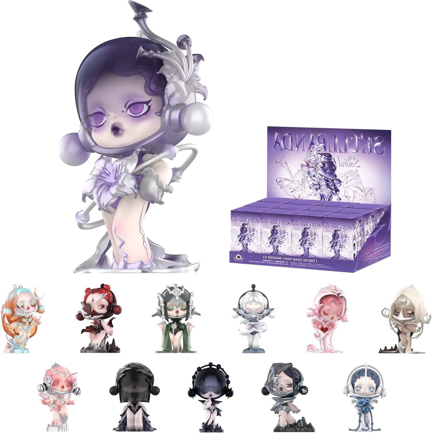 POP MART SKULLPANDA The Sound Series Figures, 12PCs SKULLPANDA Blind Box Figures, Random Design Action Figures Collectible Toys Home Decorations, Holiday Birthday Gifts, Whole Set