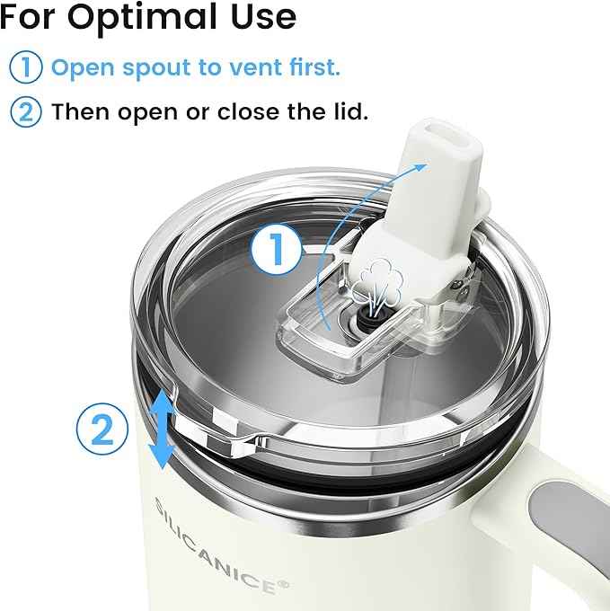 For Travel & Gym – Never Drink from a Moldy Lid Again: 40oz Hygienic Tumbler, 100% Leakproof Lid & Removable Foldable Spout. Reinforced Base, Fits Cup Holders - Cream