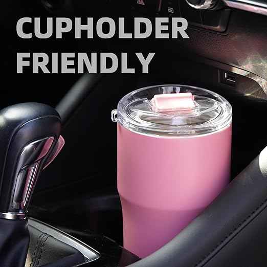 BJPKPK Insulated Tumbler with Lid,24oz Stainless Steel Tumbler,Double Wall Travel Coffee Mug Thermal cup,Keep Drinks Cold and Hot,Pink