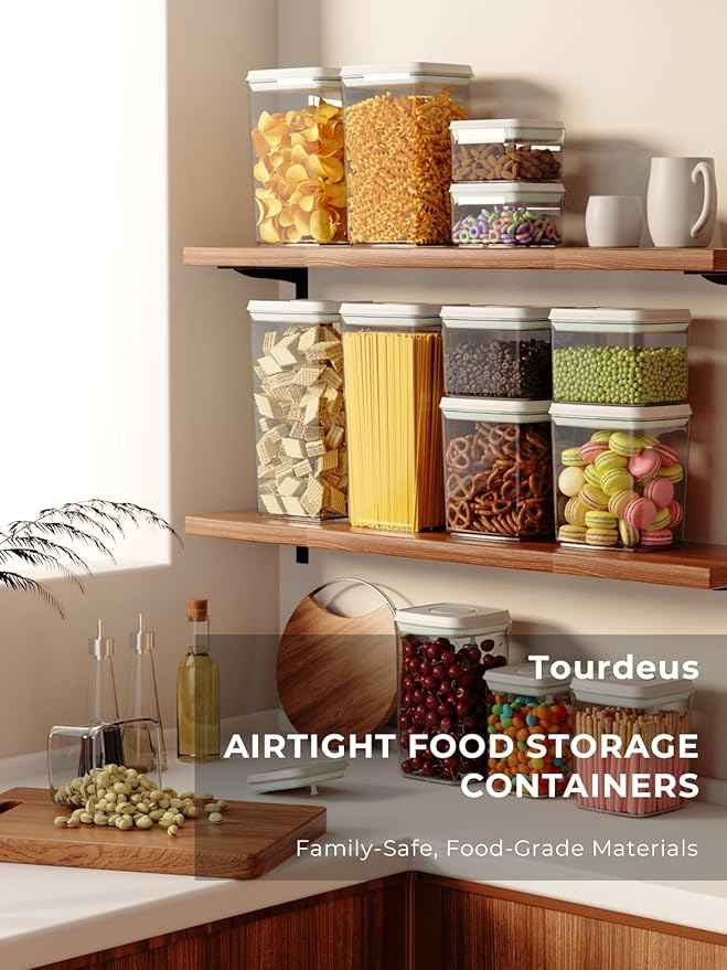 Airtight Food Storage Containers with Lids, Pop Top Kitchen Pantry Organizers and Storage, BPA-Free Clear Plastic Canisters for Cereal, Flour, Sugar, Rice, and Baking Supplies, 1.5Qt & 0.5Qt