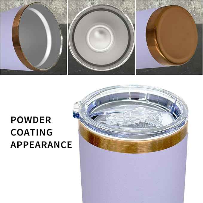 20 oz Tumblers Stainless Steel Tumbler with Lid and Straw Insulated Copper Coffee Mug for Laser Graving 31oz Powder Coated Cup(Light Purple,1 pack)
