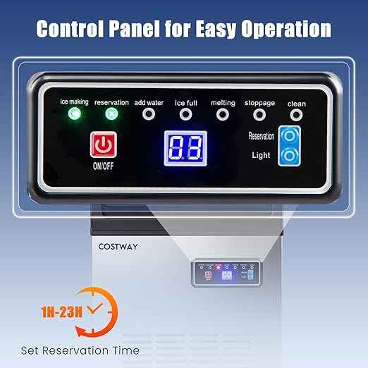 COSTWAY Commercial Nugget Ice Maker Machine, 90 Lbs/24H Chewable Pellet Ice, 10 Lbs Storage Bin, Self-Cleaning, Under Counter Soft Sonic Ice Machine for Office Kitchen Bar Cafe, Stainless Steel