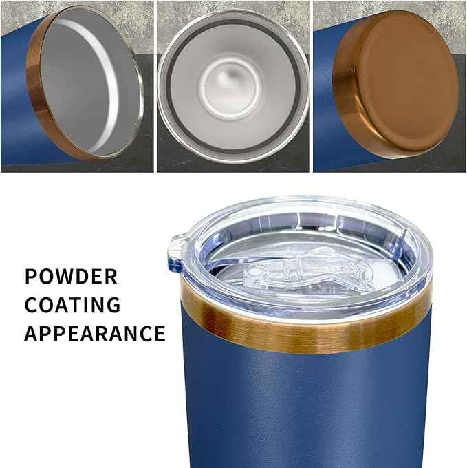 20 oz Tumblers Stainless Steel Tumbler with Lid and Straw Insulated Copper Coffee Mug for Laser Graving 21oz Powder Coated Cup(Navy,6 pack)