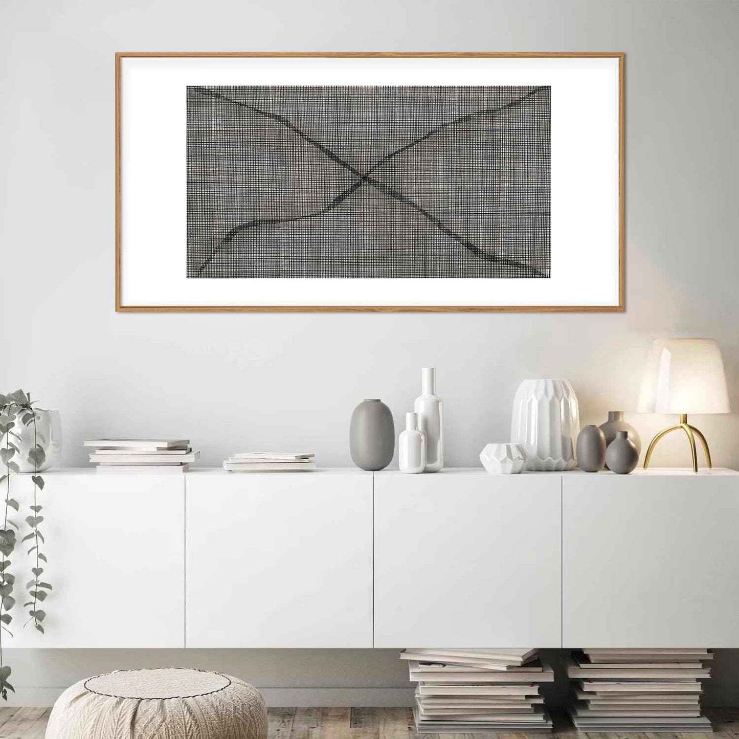 Abstract Line Framed Canvas Wall Art Set,Minimalist Black and White Wall Decor,Neutral Geometric Print,Modern Mid Century Boho Artwork for Living Room,Bedroom-20 x40