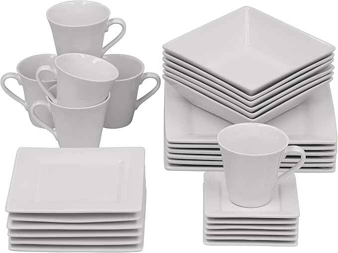 10 Strawberry Street Nova Square 30 pc Dinnerware Set, Cream White