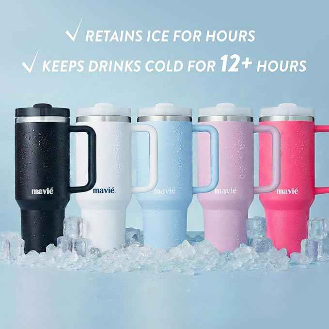 40oz Tumbler With Handle & Straw, Vacuum Insulated Stainless Steel Water Bottle With Leakproof Twist Sip Lid, Rubber Base, Dishwasher Safe, Cup Holder Friendly Travel Coffee Mug (Pink)
