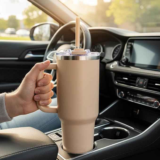 COKTIK 40 oz Tumbler With Handle and Straw, Insulated Tumbler With Leakproof Lids, Stainless Steel|BPA-Free, Cold for 24 H (Dark Night)