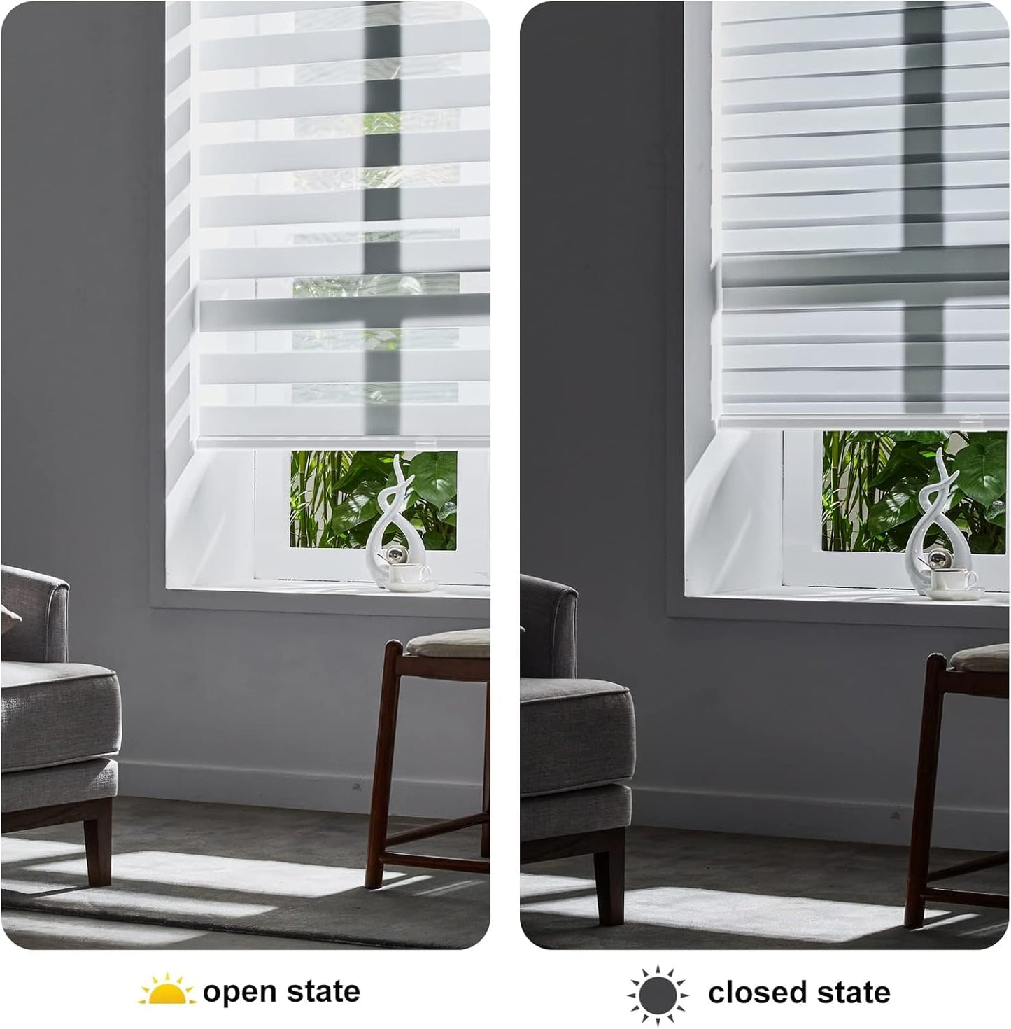 Persilux Cordless Zebra Blinds for Windows, Light Filtering Roller Shades for Windows (67" W x 72" H, White) Light Control for Day and Night, Light Filtering Sheer Shades for Home, Office, Bedroom