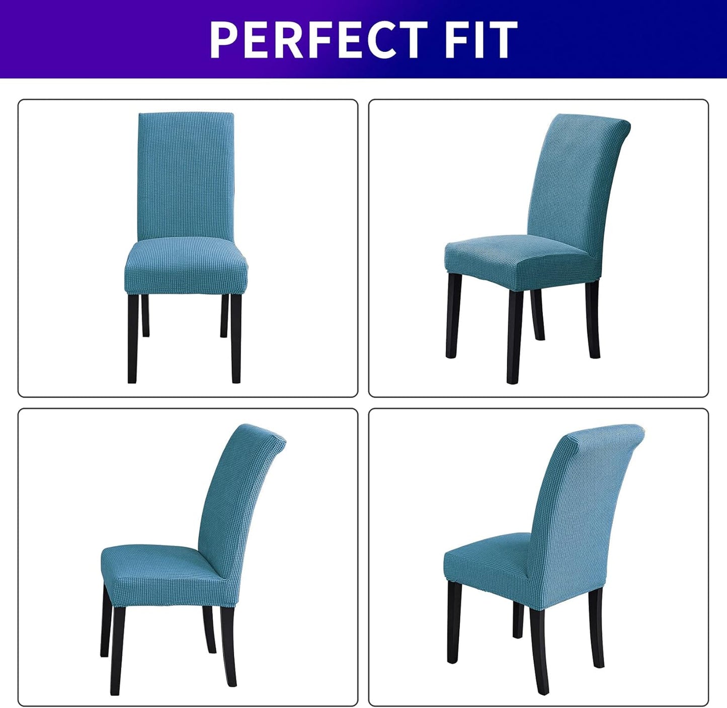 Howhic Stretch Chair Covers for Dining Room Set of 6, Removable Washable Dining Room Chair Covers, Dining Chair Slipcovers Seat Protector, Great Decoration for Home and Banquet (Dusty Blue, 6 Pack)