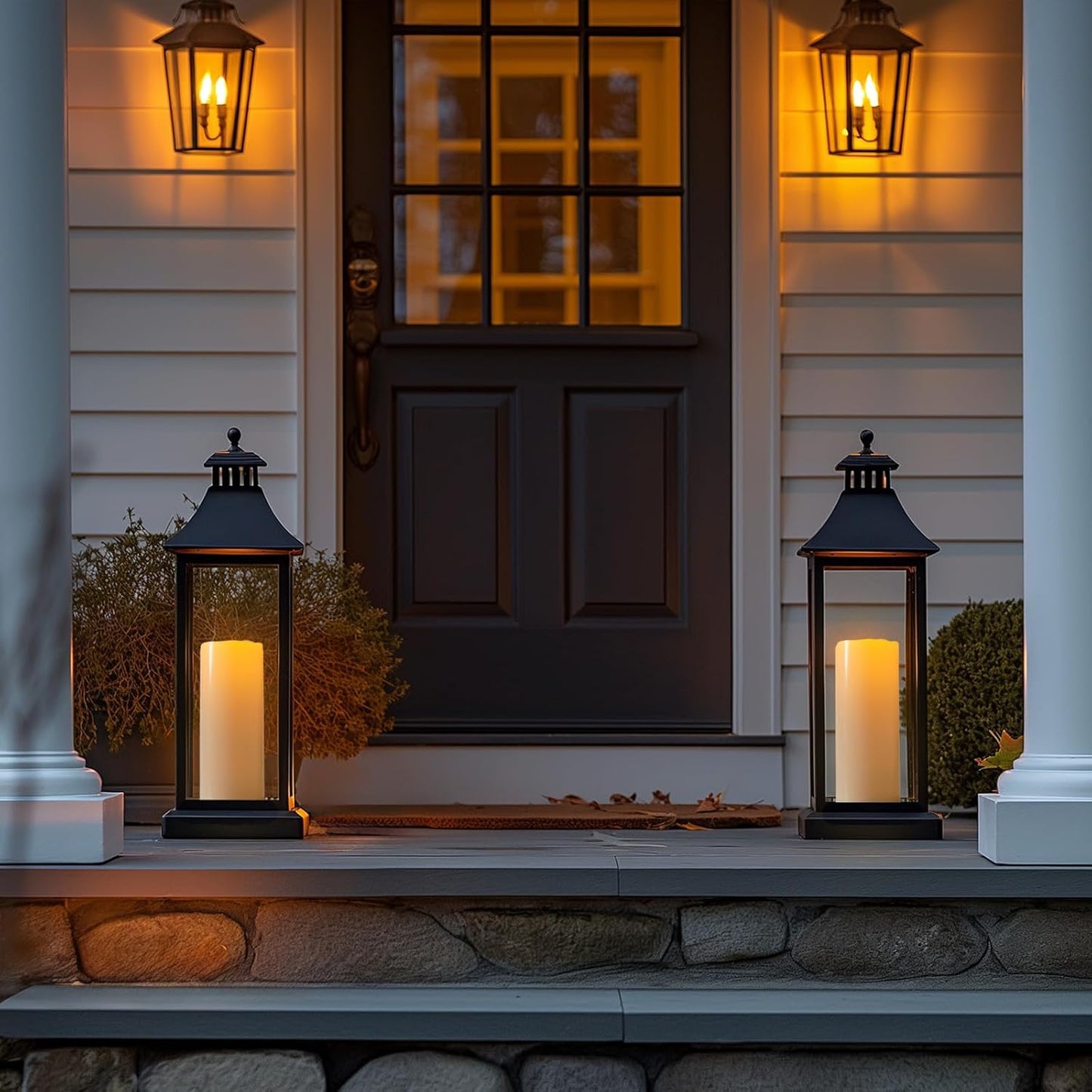 Amagic 2 Pack 6" x 4" Outdoor Plastic Electric flameless Candles with Remote Control and Timer, Battery Operated Flickering LED Pillar Fake Candle for Home, Wedding Decor, Ivory