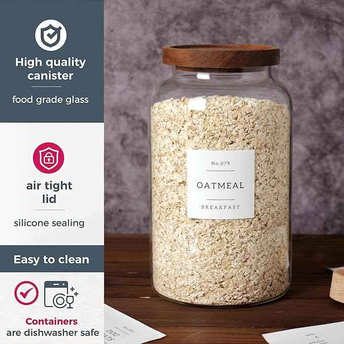 CZSZYGHBAO 2 PCS Large Glass Jar with Airtight Lid, Glass Food Storage Jars for Tea,Spice,Cereal, Egg,Flour,Coffee and More(98 FL OZ/2800 ml)