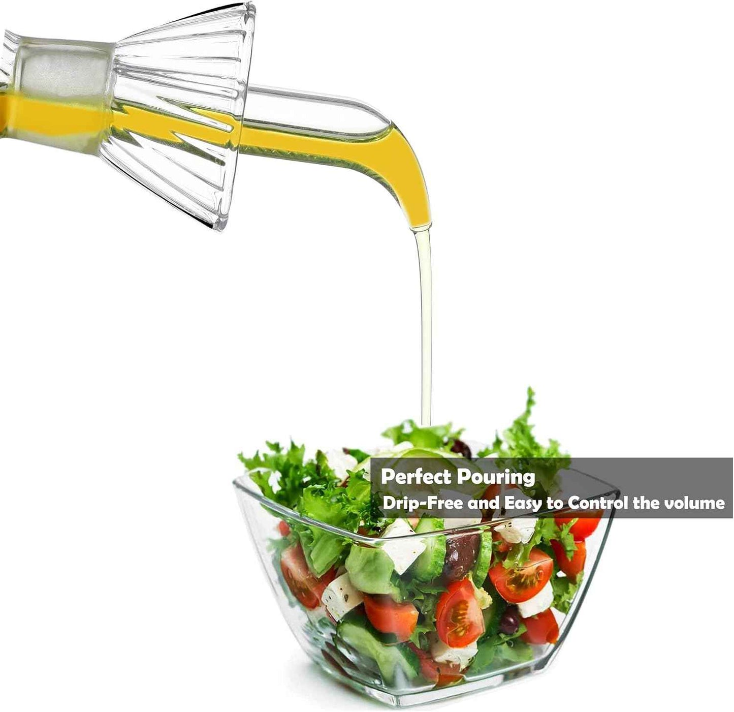 16 oz/480ml Non-Drip Olive Oil Dispenser Bottle 100% Glass Oil Carafe Decanter for Kitchen Oil & Vinegar Cruet for Cooking & BBQ