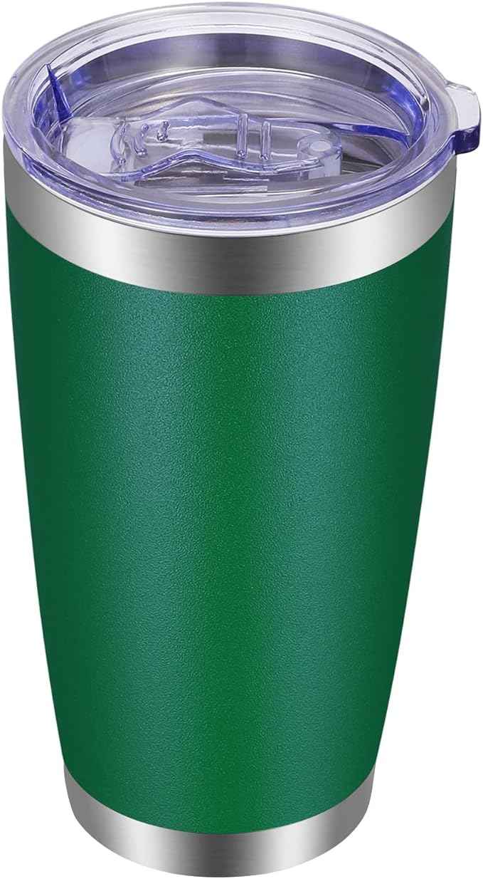 VEGOND 20oz Tumbler with Lid and Straw Stainless Steel Tumbler Cup Vacuum Insulated Double Wall Travel Coffee Mug Powder Coated Coffee Cup, Dark Green, 1 Pack