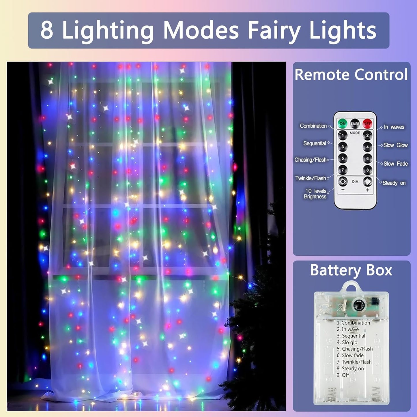 3 Pack Fairy Lights Battery Operated with Remote Control Timer, 26 FT 80 LED String Lights Outdoor Indoor, 8 Mode Twinkle Lights for Christmas Party Wedding Birthday Bedroom Decoration (Multicolor)