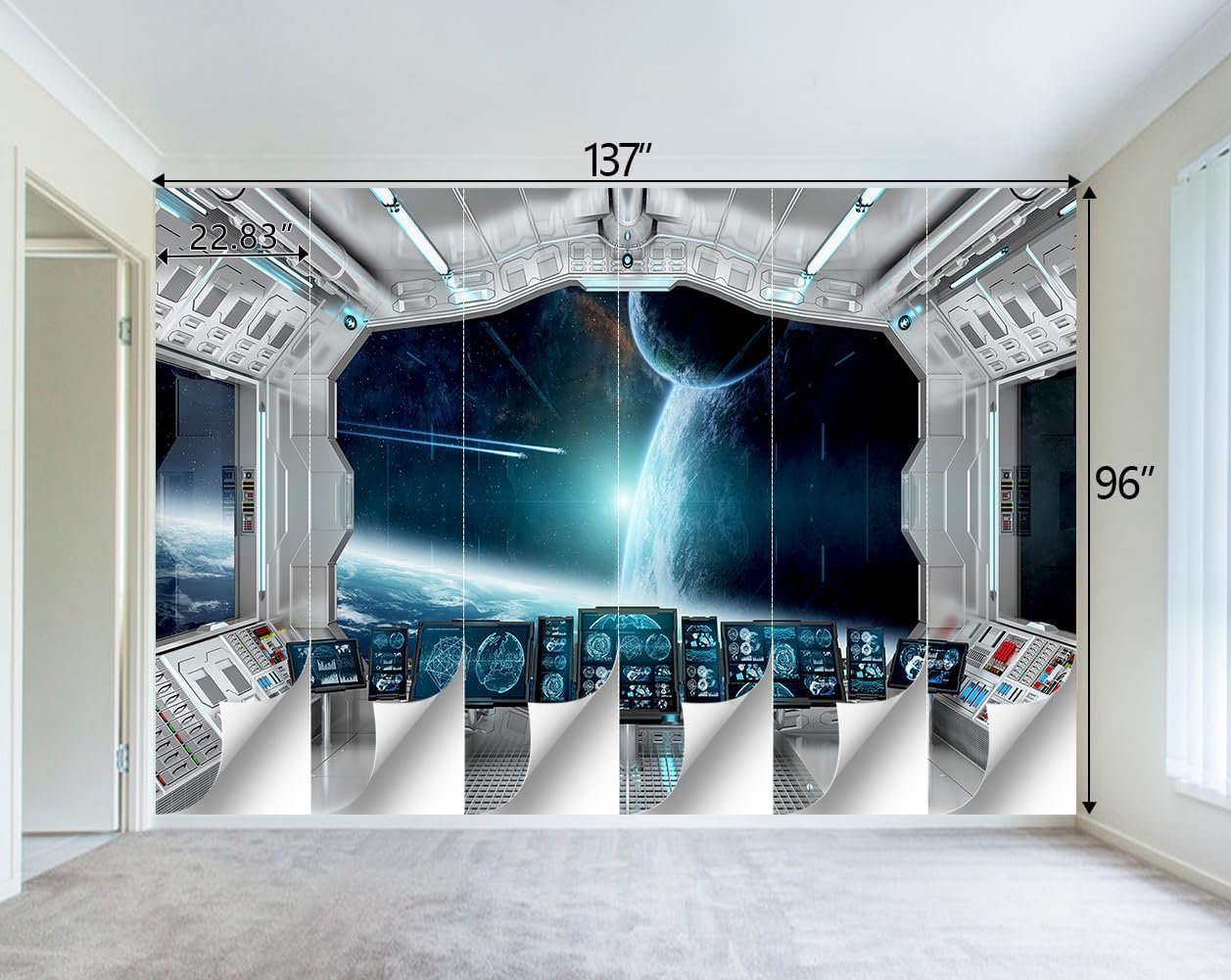 Galaxy Spaceship Bathroom wallpeper Living Room Bedroom Ceiling Wall Mural - 137"x96" (Not Peel and Stick)