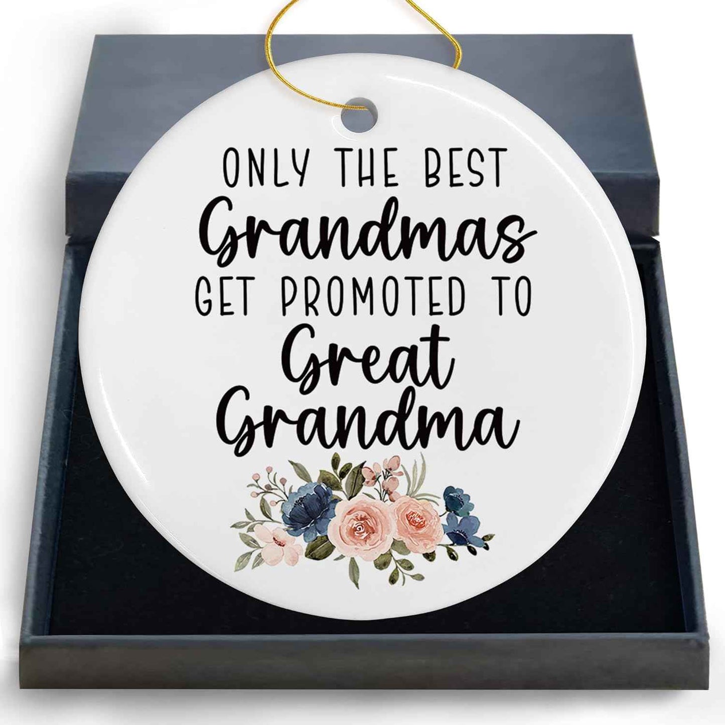 Promoted to Great Grandma Ceramic Christmas Ornaments, Great Grandma Gifts for Mother's Day, GG Baby Announcement Christmas Tree Decorations Ornaments, Gifts for GG Hanging Decor