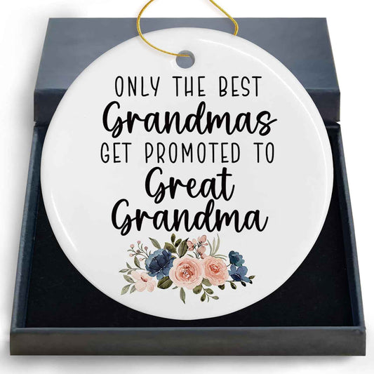 Promoted to Great Grandma Ceramic Christmas Ornaments, Great Grandma Gifts for Mother's Day, GG Baby Announcement Christmas Tree Decorations Ornaments, Gifts for GG Hanging Decor