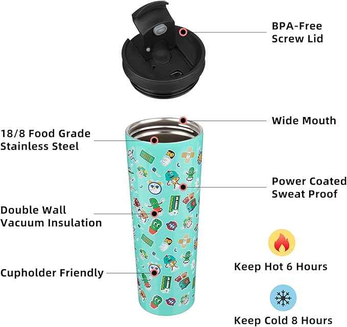 BJPKPK 30oz Stainless Steel Insulated Tumbler With lid And Straw Travel Coffee Thermal Tumblers Cup For Women And Men,Spring Party Green