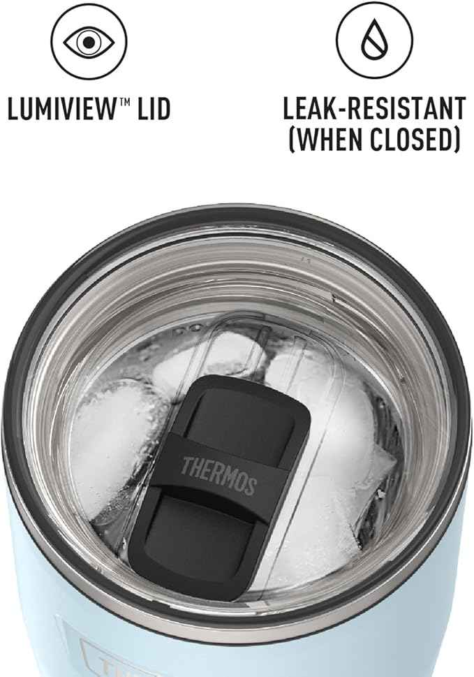 THERMOS ICON SERIES, Stainless Steel Cold Tumbler with Slide Lock, 24 Ounce, Glacier