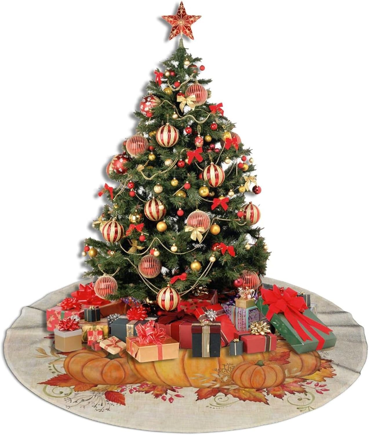 Christmas Tree Skirt,Fall Blessings Xmas Tree Skirt Rustic Farmhouse Tree Skirt for Christmas Decor Xmas Holiday Home Party Decorations30