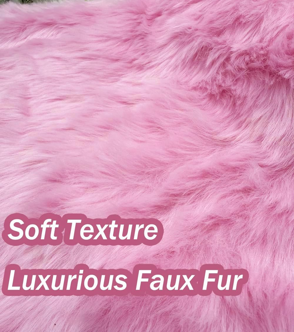 AOGU 60 Inch Faux Fur Christmas Tree Skirt Pink Plush Skirt for Merry Christmas Party Christmas Tree Decoration