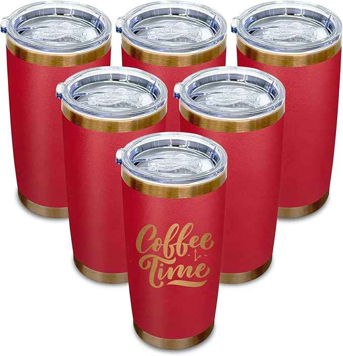 20 oz Tumblers Stainless Steel Tumbler with Lid and Straw Insulated Copper Coffee Mug for Laser Graving 21oz Powder Coated Cup(Red,6 pack)