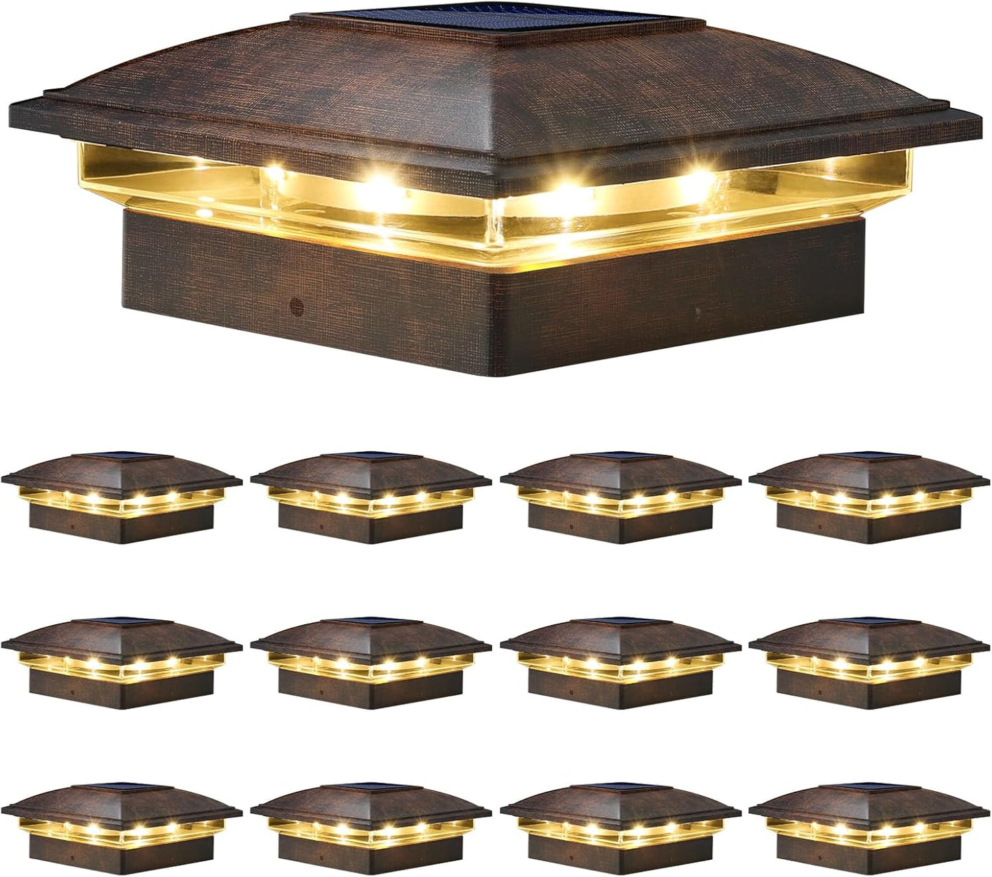 VOLISUN Solar Post Cap Light Outdoor 16pack,Solar Deck Fence - Post Lights Waterproof for 4x4 Wooden/4x4 Vinyl, with Warm White/Cool White for Garden/Patio/Porch