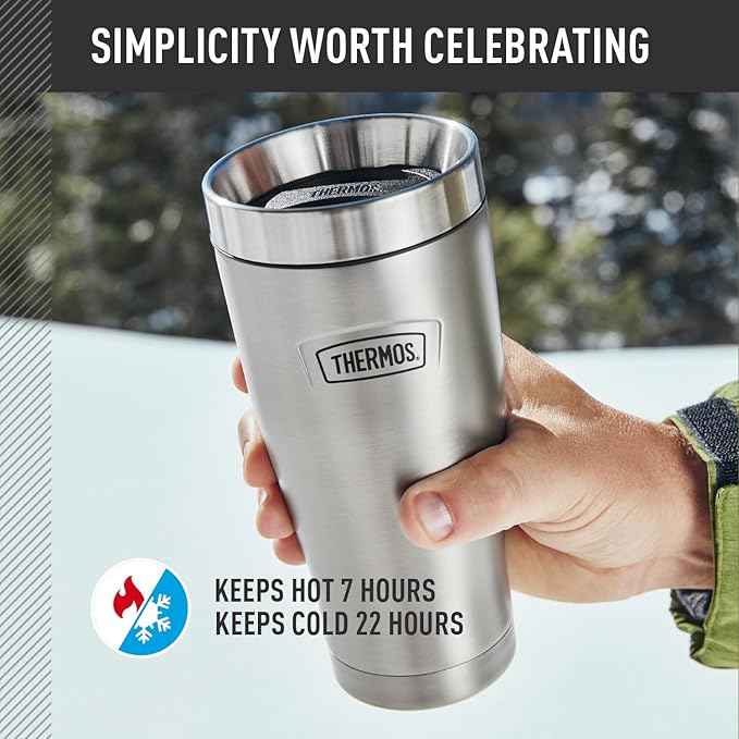 THERMOS ICON SERIES, Stainless Steel Tumbler, Matte Stainless Steel, 16 oz