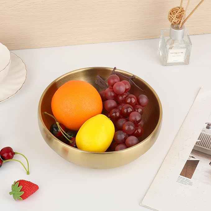 Key Bowl for Entryway Table Decorative Key Dish for Organizing Tabletop Catch All Bowl Gold Fruit Bowls for Kitchen Counter, Coffee Table,7.4 Inches