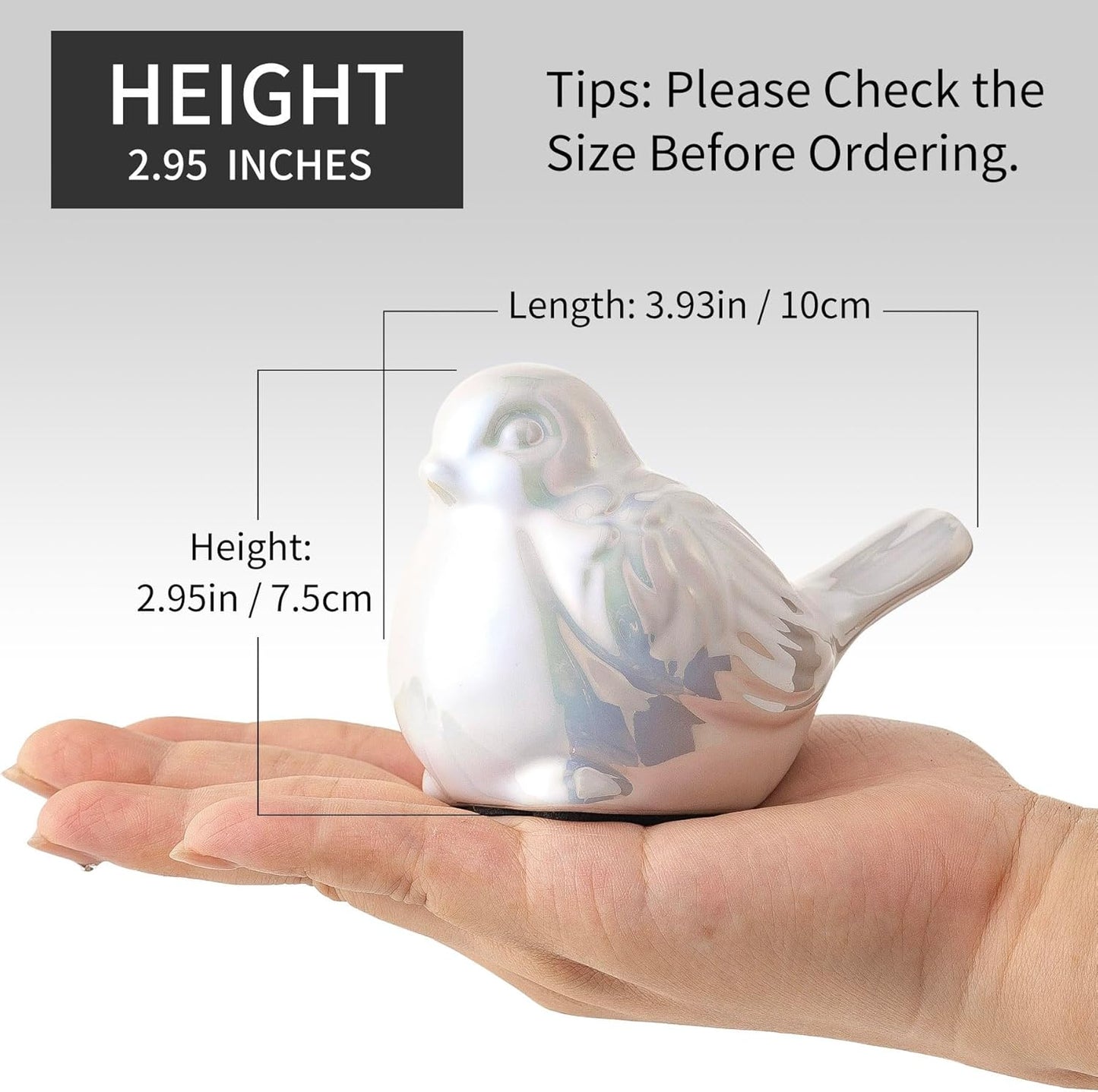 Set of 2 Colorful White Small Birds Statues Home Decor Modern Boho Style Figurine Decorative Ornaments for Living Room, Bedroom, Office Desktop, Cabinets, Shelf