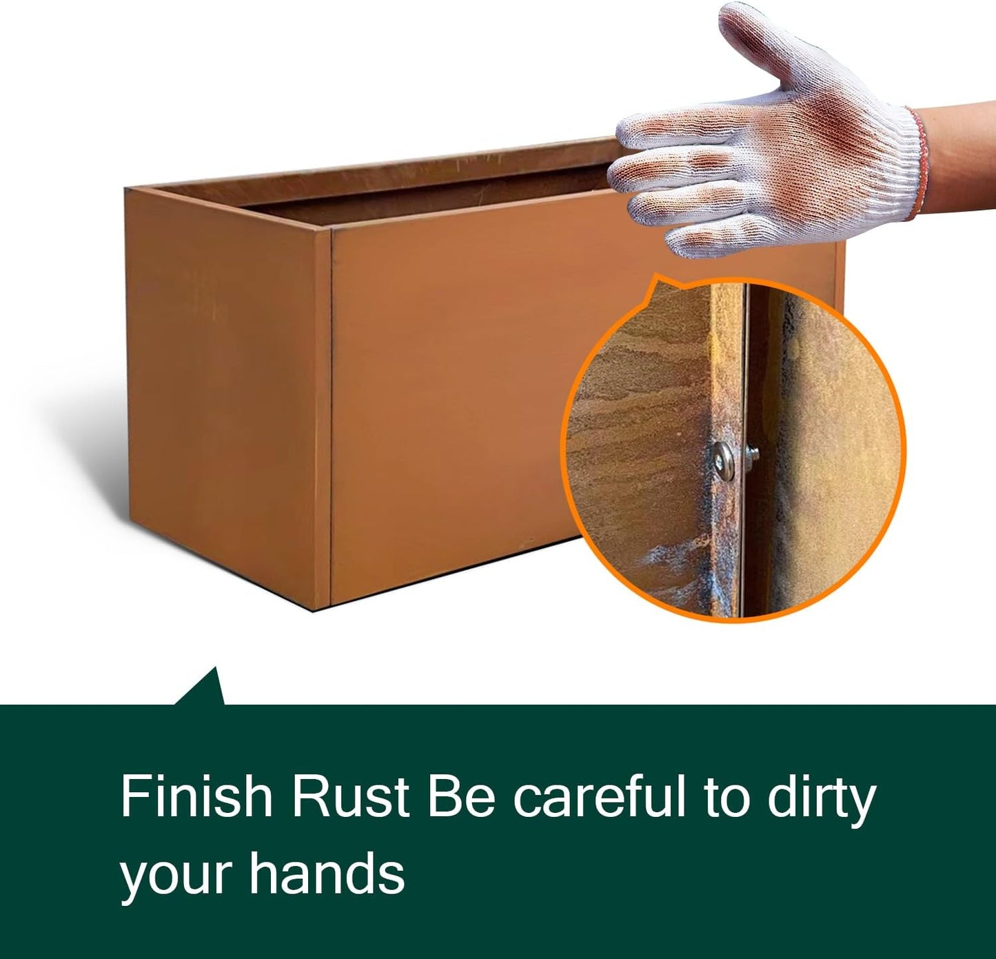 Corten Steel Planter Box Metal Outdoor Large Rectangular Rustic Durable Antique Detached for Commercial Residential Patio Deck and Backyard 36" x 12" x 16"