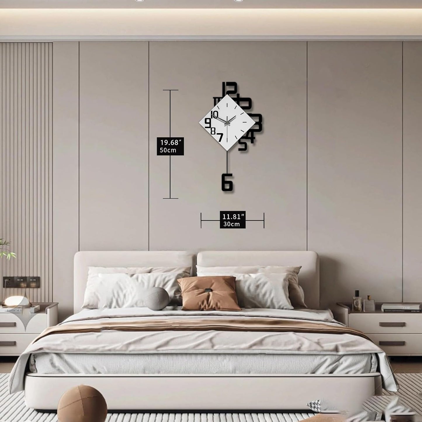 Decorative Wall Clock for Living Room Decor Large Modern Wall Clocks with Pendulum Battery Operated for Bedroom Office Kitchen Home Black Wood Silent Wall Clock Non Ticking 11.8 * 19.7"