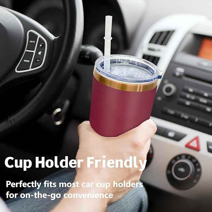 20 oz Tumbler Bulk 8 Pack Stainless Steel Tumblers with Lids and Straws, Double Wall Vacuum Insulated Travel Coffee Mug for Laser Engrave, Powder Coated Cups for Hot and Cold Drinks (Red,8 pack)