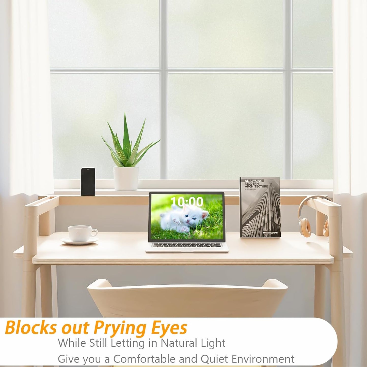 Bloss Frosted Window Privacy Film with Installation Tools,Heat Control UV Blocking Static Cling Windows Films, Bathroom Decorative Film for Home Office Glass Door,17.5 x 78.7 inches