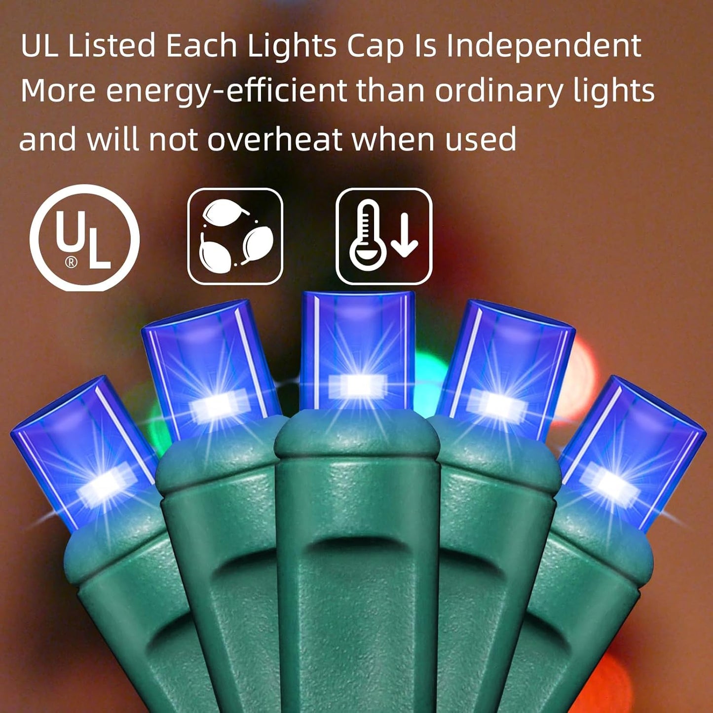 600LED (12pk of 50L) String Lights,LED Christmas Lights, 6" SPACING,Green Wire,Blue