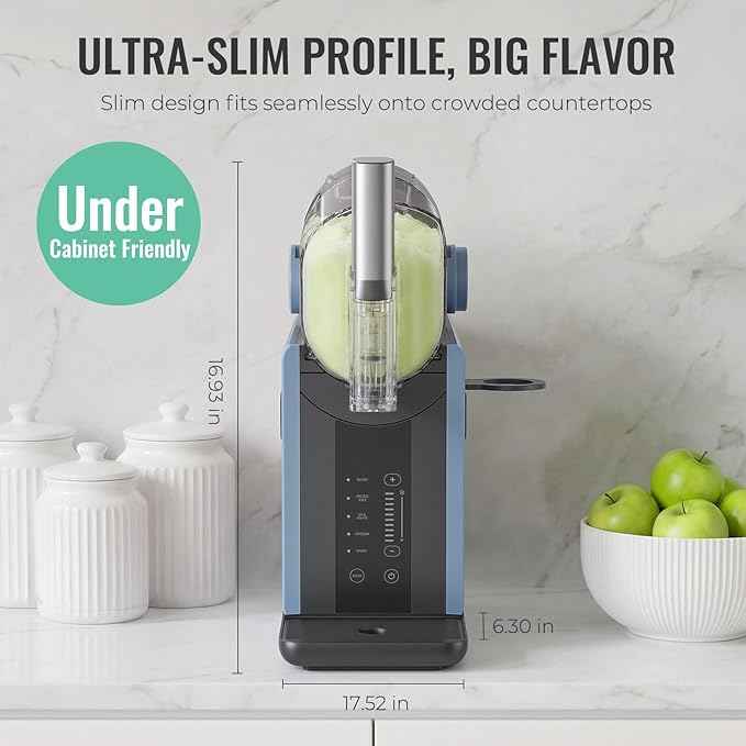 Slushie Machine for Home, 66oz Smart Frozen Drink Maker, 5 Programs & Clean Mode, No-Ice-Needed Slushy Maker for Margaritas, Smoothies, Milkshakes, Cocktails, and Soft Serve Ice Cream (Blue)