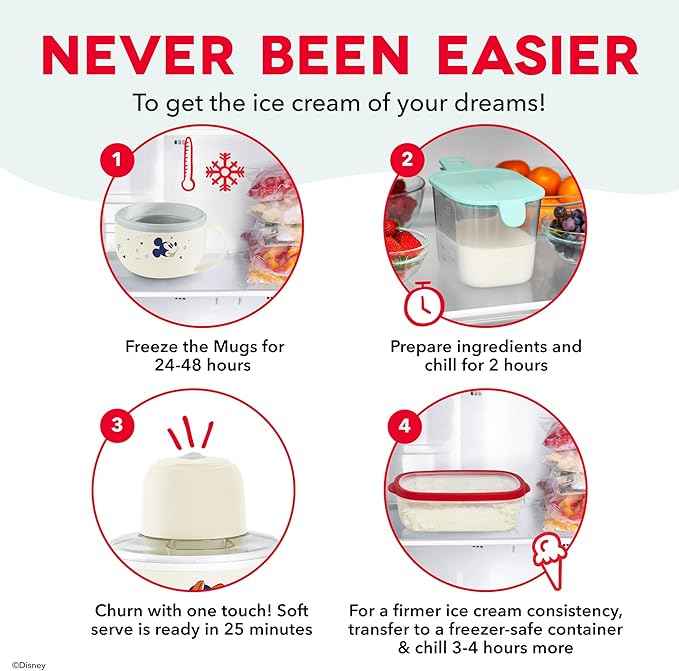 Disney Dash My Mug Ice Cream Maker Bundle - Mini Electric Ice Cream Maker - Creates Gelato, Sorbet & Frozen Yogurt - Easy to Clean & Use - 2 Mugs, Mickey & Minnie Design