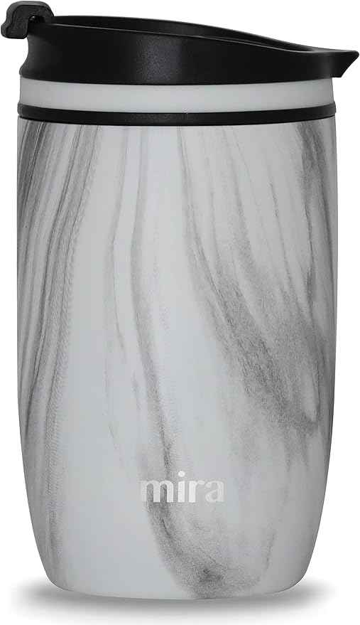 MIRA 12 oz Travel Coffee Mug - Insulated Stainless Steel Tumbler with Screw Lid - French Granite