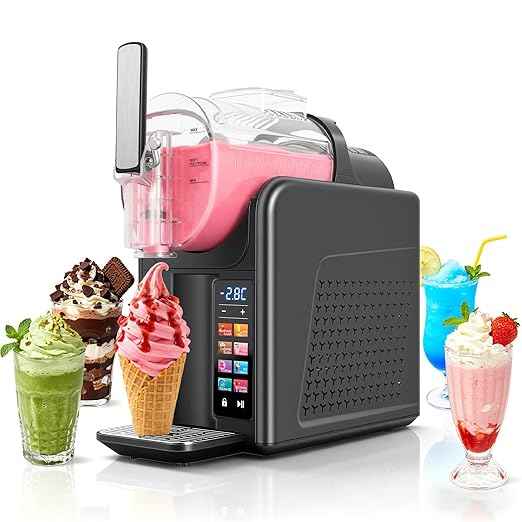 2L Slushie Machine & Soft Serve Ice Cream Machine for Home Use, 6-IN-1 Presets for Slushy, Frozen Drink, MilkShake, Margaritas, Frappés and More Frozen Dessert Maker, No Ice Needed, Black