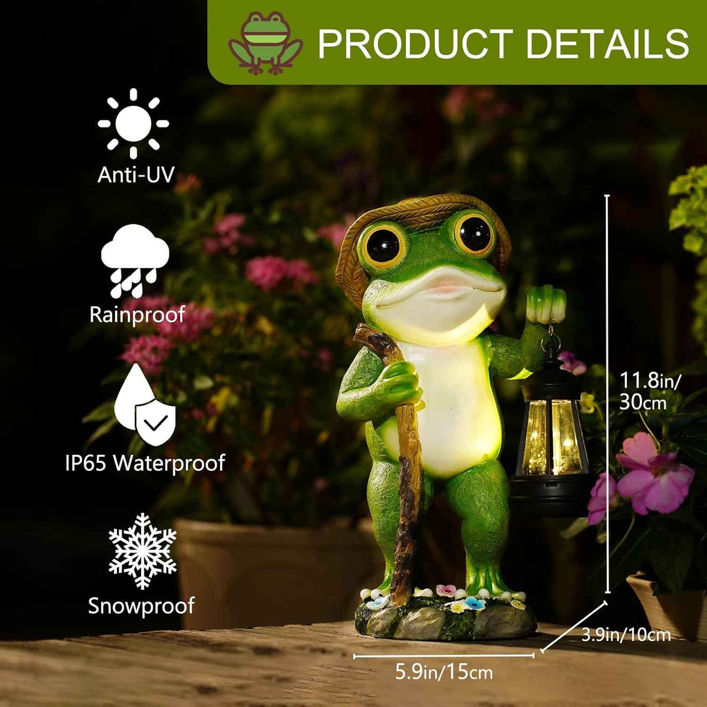 twinbling Solar Frog Garden Decor with Lantern Outdoor Statue for Patio Pathway Frog Figurine for Yard Decoration Lawn Ornament Gardening Gifts for Women Mom Grandma