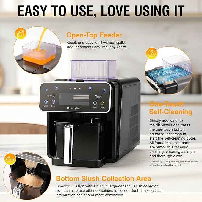 Slushie Machine, 4 IN 1 Shaved lce Machine & Slushie Machine & lce Cream Maker & Frozen Drink Machine, No Sugar Content Requirements, No Ice Needed, Auto-Clean, Perfect for Family, Parties
