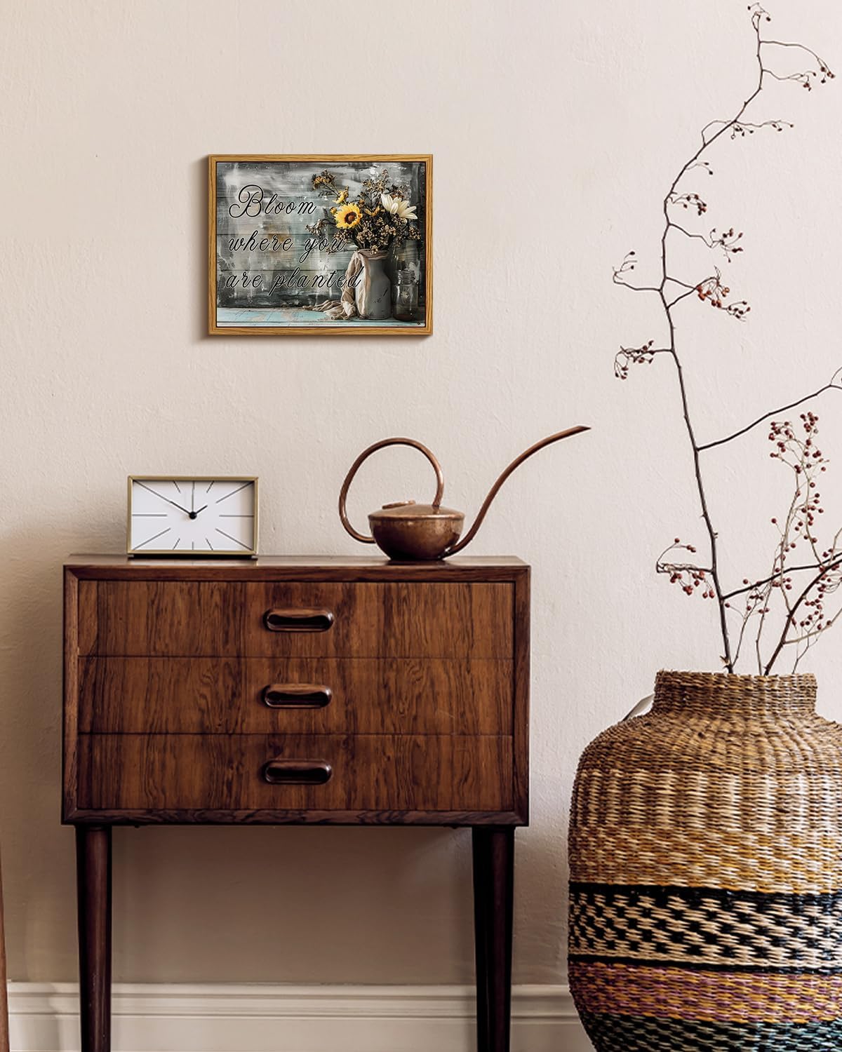 VIYYIEA Framed Canvas Wall Art Home Decor Bathroom Decor Farmhouse Flower Pictures and Quote Wall Decor Bath Canvas Prints Rustic Painting Aesthetic Home Decor for Living Room Bedroom Kitchen 8x10in