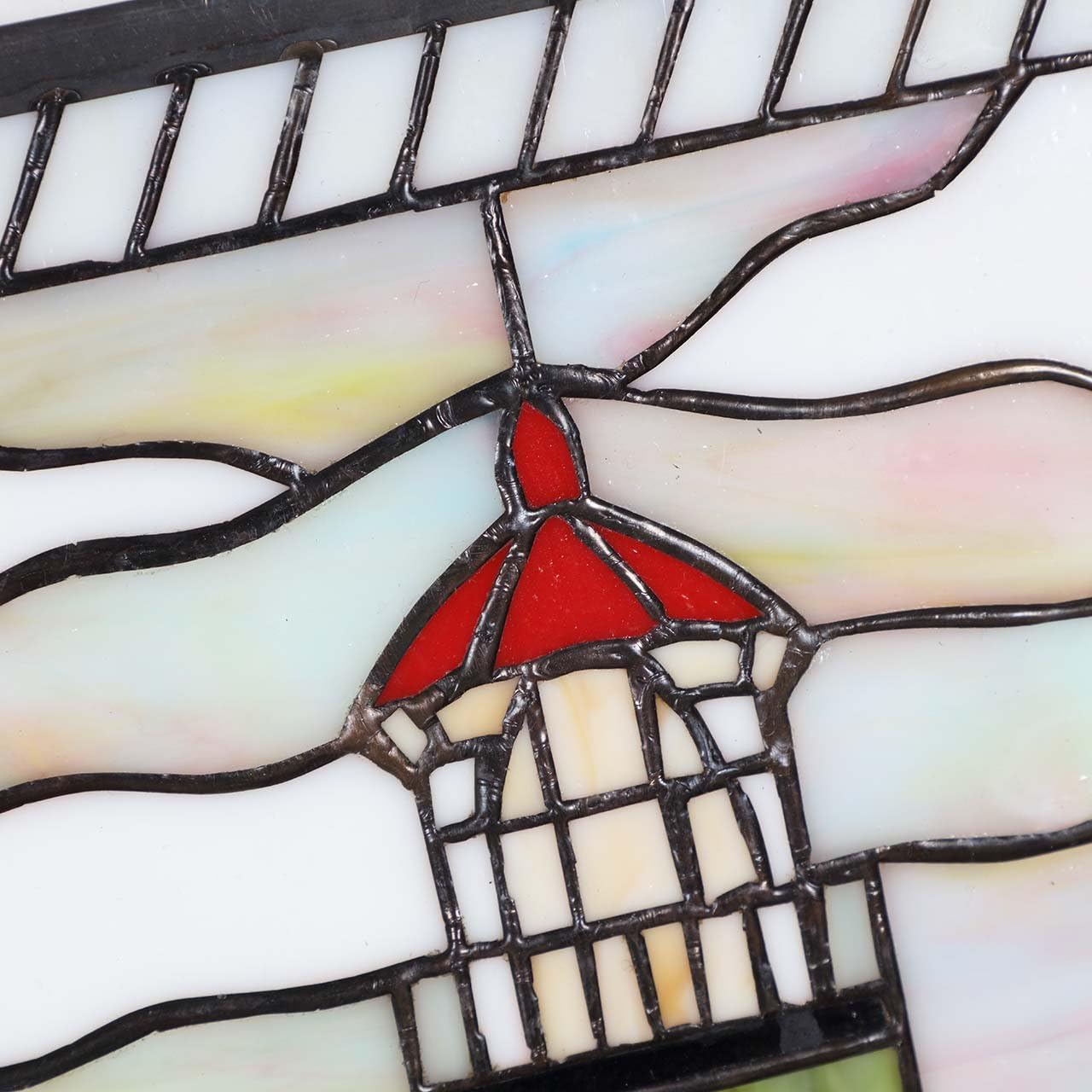 Bieye W10005 Pigeon Point Lighthouse Tiffany Style Stained Glass Window Panel with Hanging Chain, 15" W x 23" H