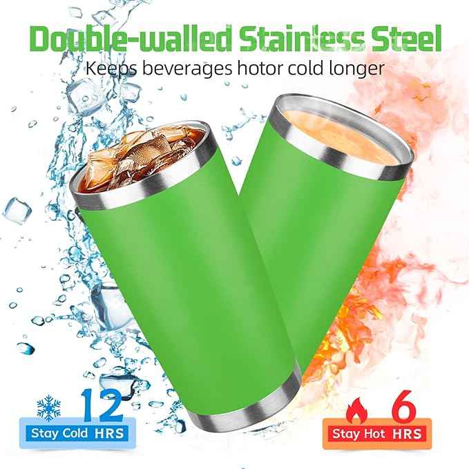 20 oz Tumbler with Lids and Straws, Stainless Steel Insulated Travel Coffee Mug, Double Wall Vacuum Insulated Tumblers, Powder Coated Coffee Tumbler for Cold & Hot Drinks (Mix Color-2, 4 Pack)