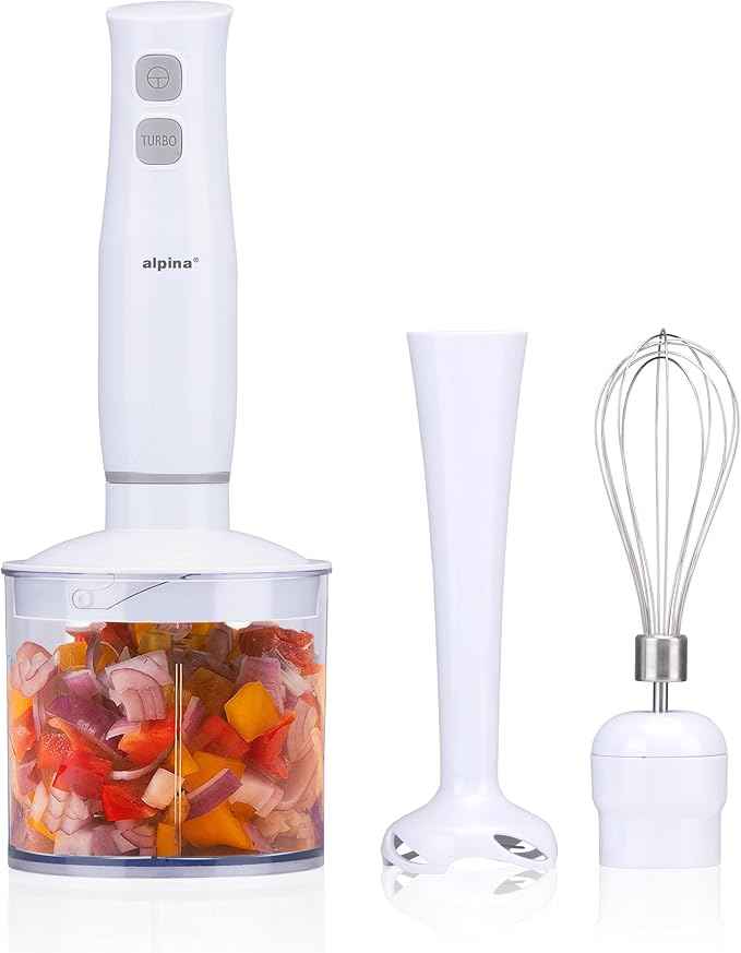 Alpina Hand Blender with Accessories, Mini Chopper, Blender, Arm, Blender, Multifunction 400W, White