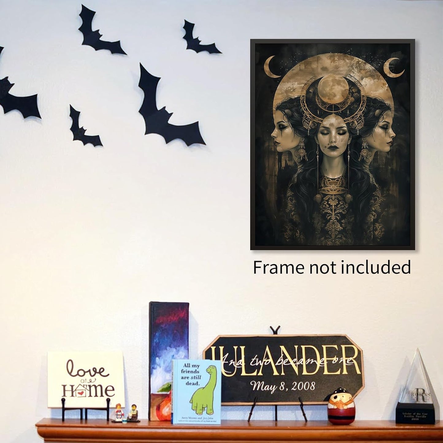 MWZUPQ Goth Dark Horror Witch Poster Vintage Hecate Moon Goddess Wall Art Victorian Mystical Art Canvas Print for Spooky Room Home Wall Decor 12X16 inch Unframed