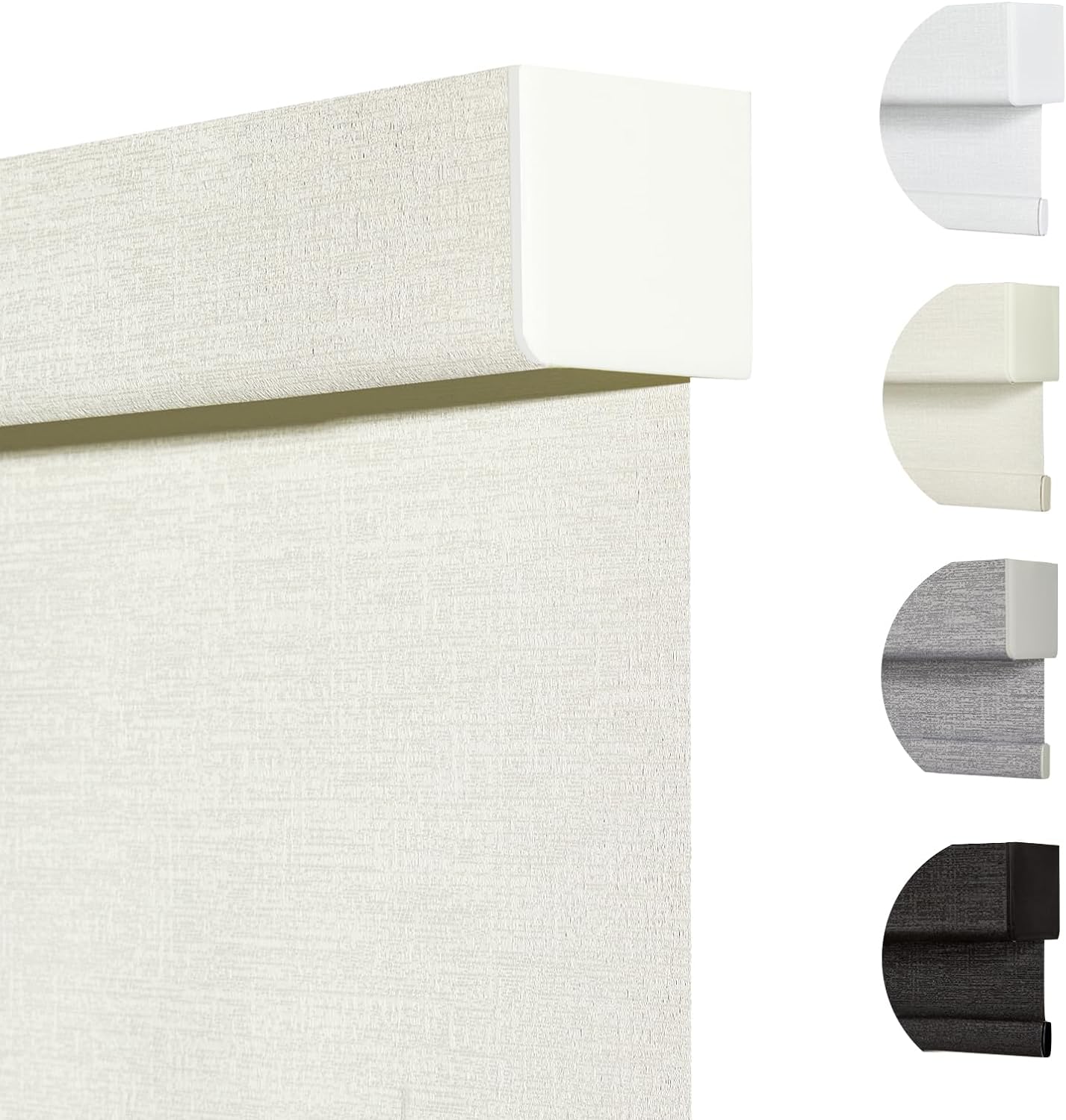 Persilux Blackout Shades for Windows Cordless Roller Blinds, Roller Windows Shades for Home with Fabric Attached Valance, UV Protections Easy Installation for Door/Office, Limestone(52" W x 64" H)