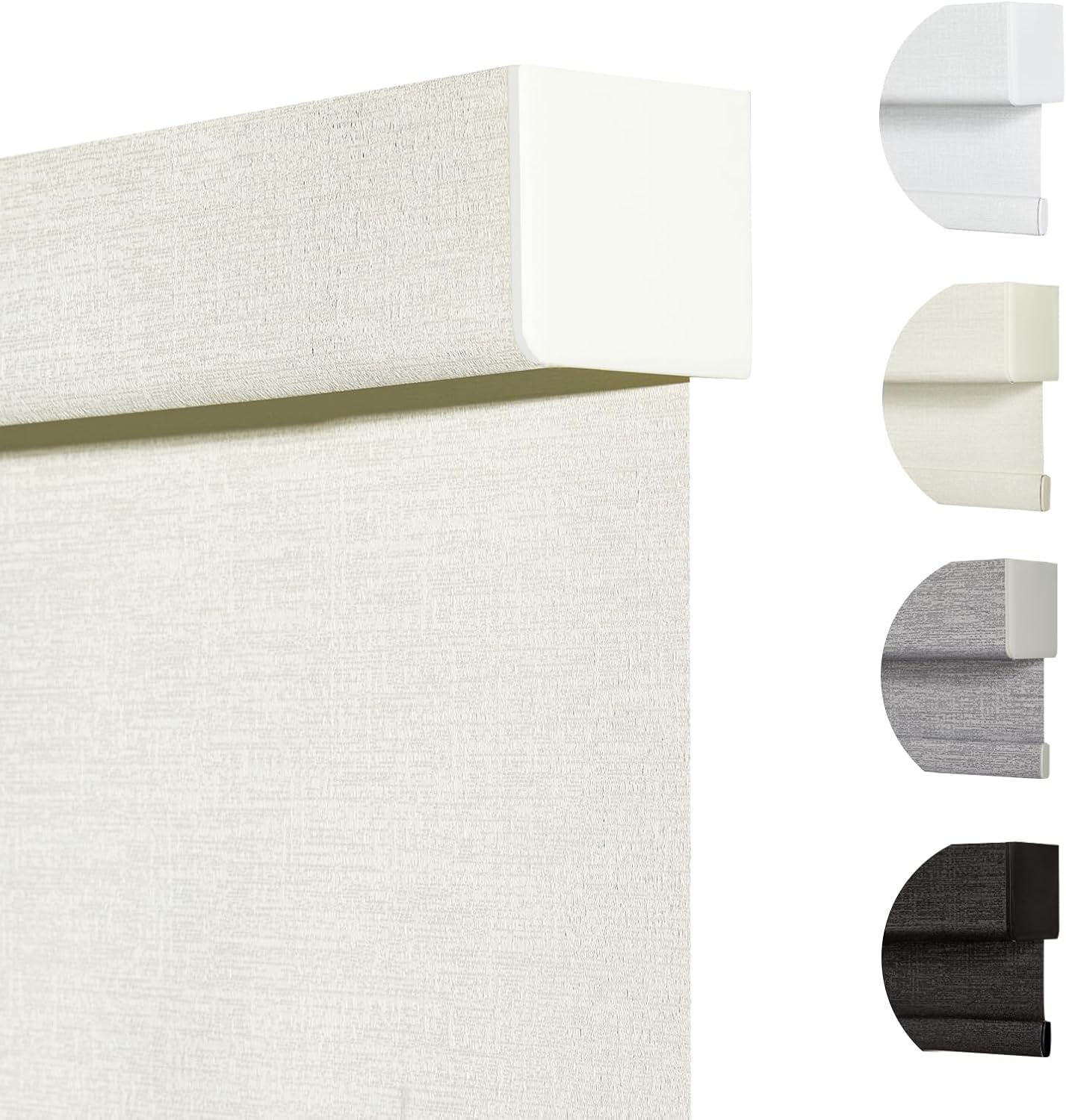 Persilux Blackout Shades for Windows Cordless Roller Blinds, Roller Windows Shades for Home with Fabric Attached Valance, UV Protections Easy Installation for Door/Office, Limestone(66" W x 48" H)