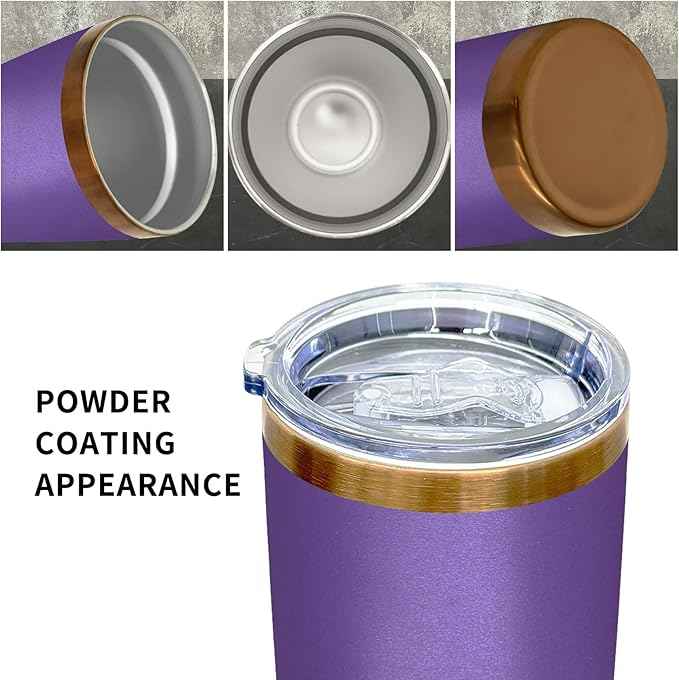 20 oz Tumblers Stainless Steel Tumbler with Lid and Straw Insulated Copper Coffee Mug for Laser Graving 21oz Powder Coated Cup(Purple,6 pack)