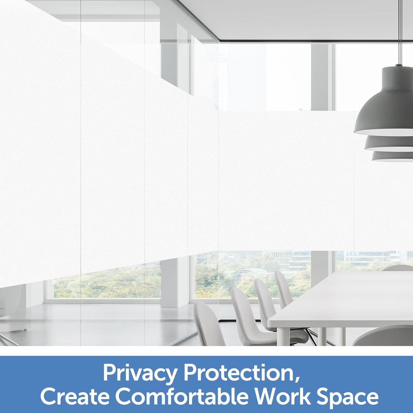 HIDBEA Frosted Window Privacy Film - Non Adhesive Static Cling Glass Stickers Sun UV Blocking Heat Control Door Covering Decals for Home Office(35.4 x 98.4 Inch, Frosted White)